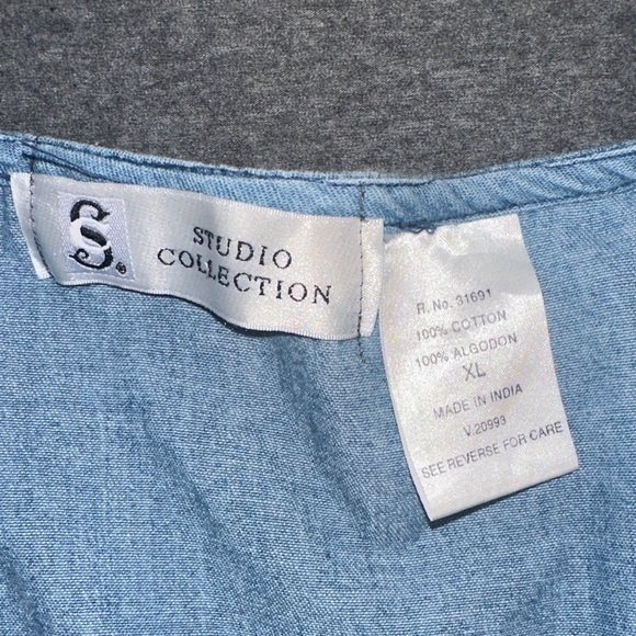 Vintage XL Woven Blue and Beige Button-Up Vest #1 - Picture 2 of 6